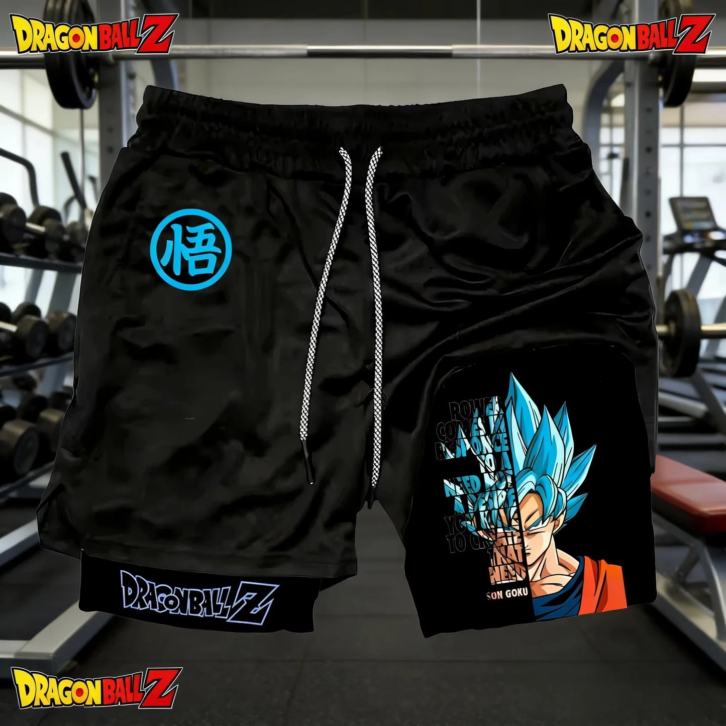 2026 Summer Dragon Ball Z Majin Buu 2-in-1 Double Layer Gym Shorts, Oversized Men's Fitness Retro Streetwear Unisex Athletic Y2k