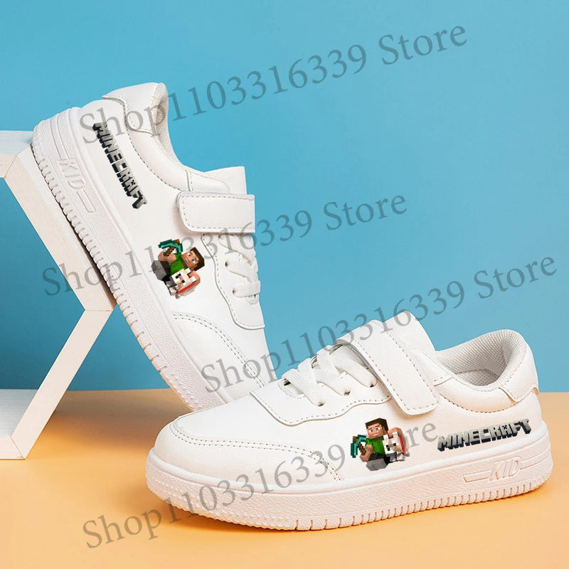 Game Theme Board Shoes Sneakers Minecrafted Pattern Sports Shoes Male Casual Leather Soft Soled Small White Shoes Birthday Gift