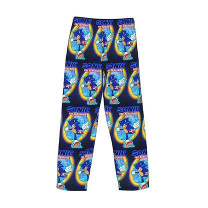 Custom Print Men's Soniced Pajama Pants Hedgehog Game Sleepwear Sleep Lounge Bottoms with Pockets