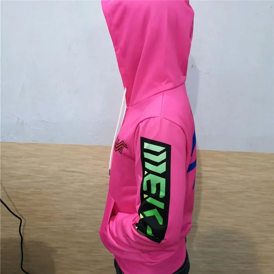 Anime gaming hoodie majica s kapuljačom, 3D print Overwatches DVA DJ, cosplay kostim za žene, muškarce i parove, jakna s kapuljačom, gornji odjevni predmet