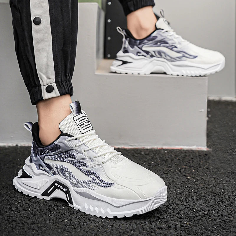 Scarpe sportive da uomo alla moda con lacci, versatili, antiscivolo, con suola spessa, comode scarpe casual da running per adolescenti, da indossare ogni giorno