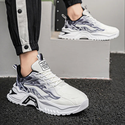 Scarpe sportive da uomo alla moda con lacci, versatili, antiscivolo, con suola spessa, comode scarpe casual da running per adolescenti, da indossare ogni giorno