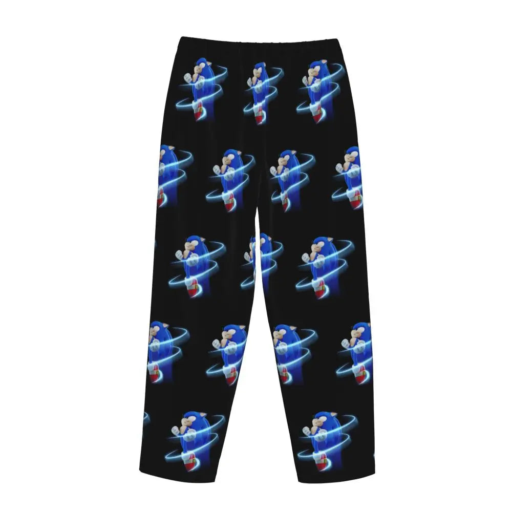 Custom Printed Womens Soniced Pajama Pants Hedgehog Game Sleepwear Sleep Lounge Bottoms with Pockets