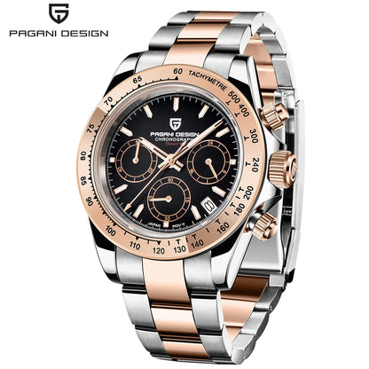 PAGANI DESIGN chronograafhorloge voor heren – Luxe quartz-polshorloge, verlicht en waterdicht.