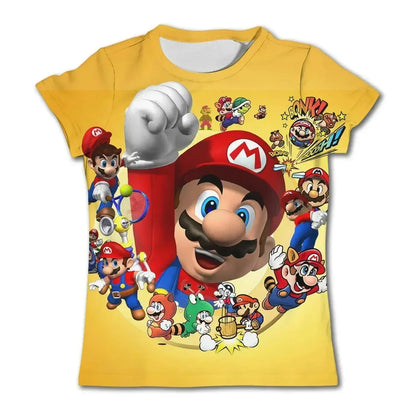 2026 New Anime Super Mario T Shirt Summer Fashion Casual T-shirt Boy Girl Unisex Children's Clothing Tshirt ventilate Tops
