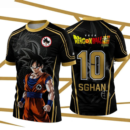 2026 Summer Dragon Ball Retro Fitness T-shirt Men's Oversized 3D Printed Short-sleeved Family Unisex Children's Sports Shirt