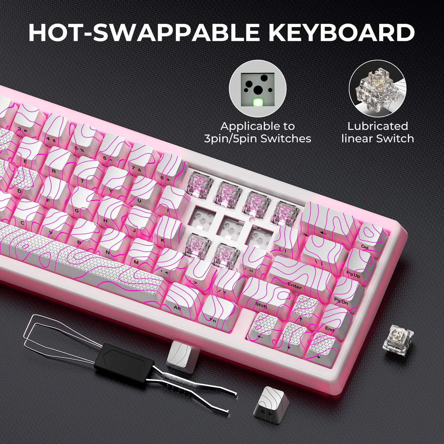 XVX M67 JadeStone mechanische Tastatur mit IMD-Tech-Tastenkappen, Hot-Swap-fähig, Gasket-Mount, Tri-Mode, individuell anpassbares RGB, kabellose Tastatur 65%