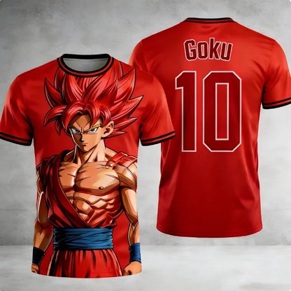 Summer 2026Dragon Ball Monkey King "Super Blue Shape No. 10" Football-themed3D Printed Breathable T-shirt Adult Parent-child Top
