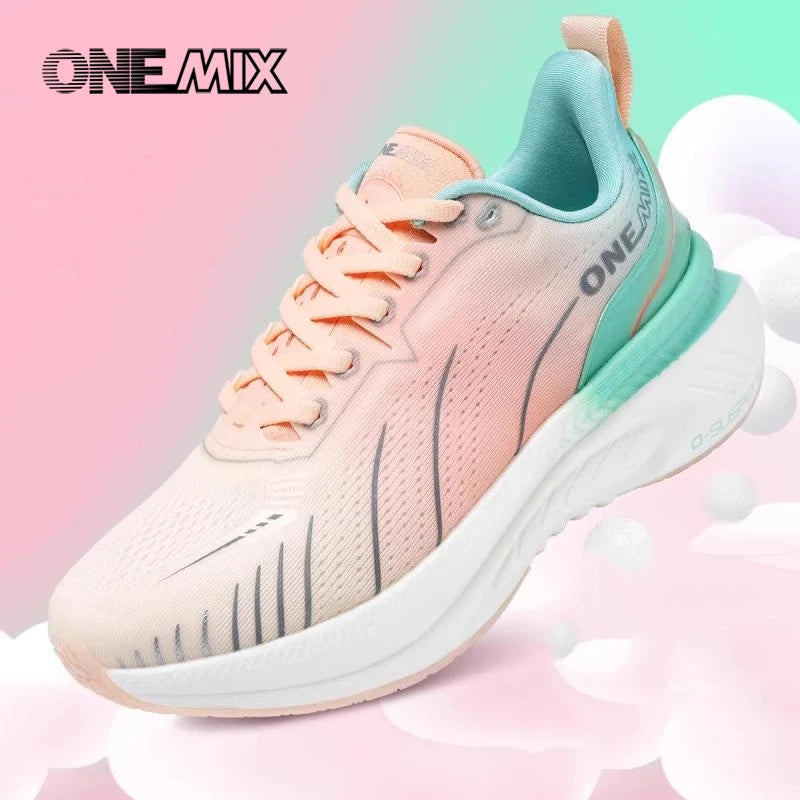 ONEMIX Damskie trampki Czarne oddychające buty do biegania dla kobiet Markowe Bezpłatna wysyłka Różowe modne buty sportowe z amortyzacją