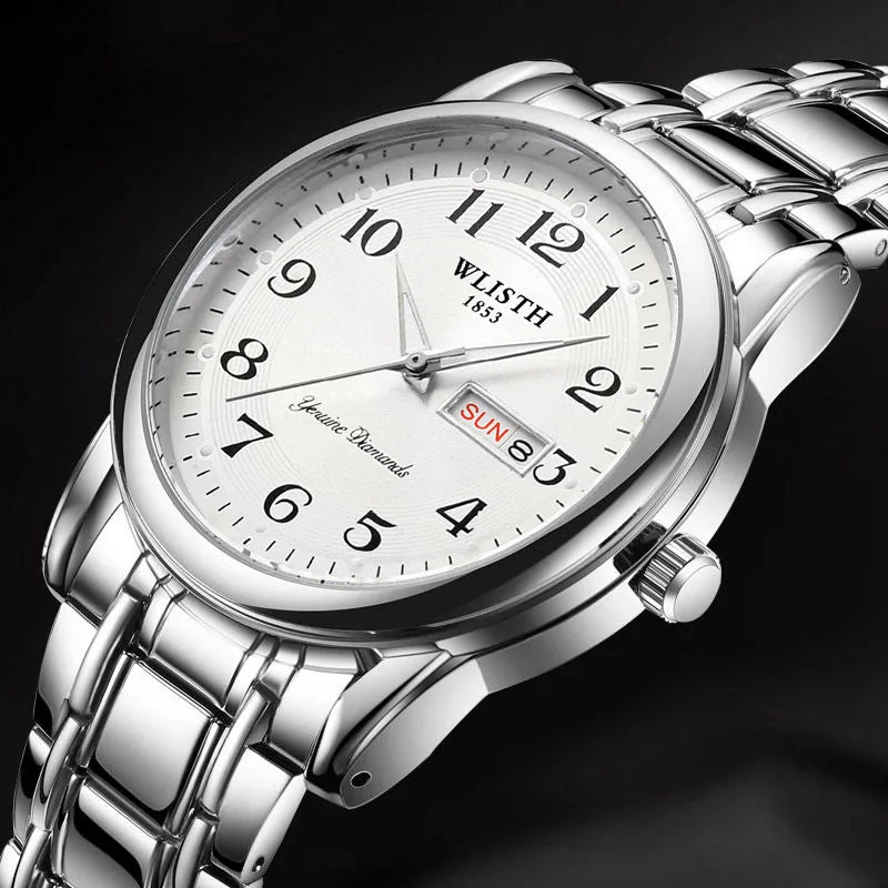 Luxusuhr für Damen, Quarzuhr, digitale Armbanduhr, wasserdicht, mit Kalender und Leuchtanzeige; modischer und professioneller Stil, auch für Herren geeignet.