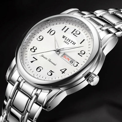 Luxusuhr für Damen, Quarzuhr, digitale Armbanduhr, wasserdicht, mit Kalender und Leuchtanzeige; modischer und professioneller Stil, auch für Herren geeignet.