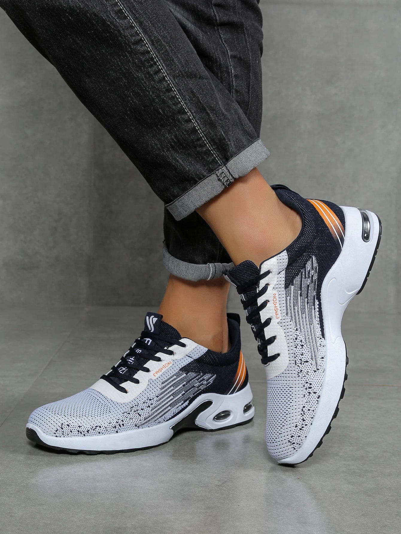 Scarpe da uomo, scarpe casual da uomo, mesh traspirante, ammortizzate ad aria, suola morbida, scarpe sportive alla moda color block