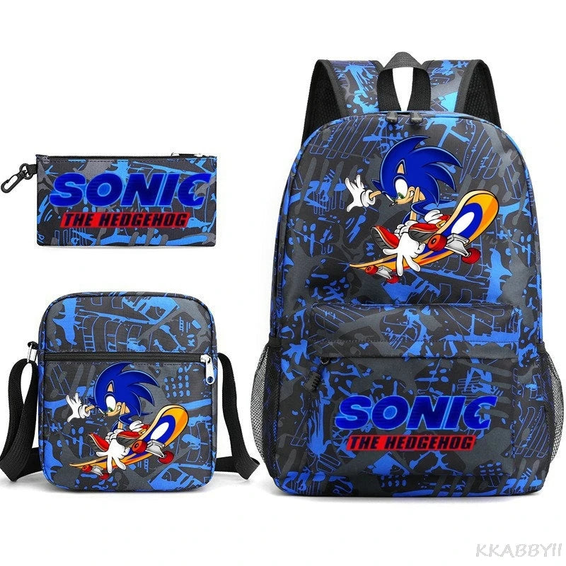 Sonic Backpacks Student School Bags for Teen Men Women Tote Bag Clutch Pocket Nylon Backpacks Travel Mochilas