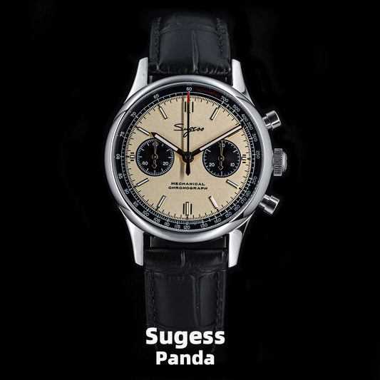 40mm Men's Army Watch 1963 Pilot Mechanical Sugess Panda Wristwatch Sapphire Air Force Watch Chronograph Official ST1901 Movement