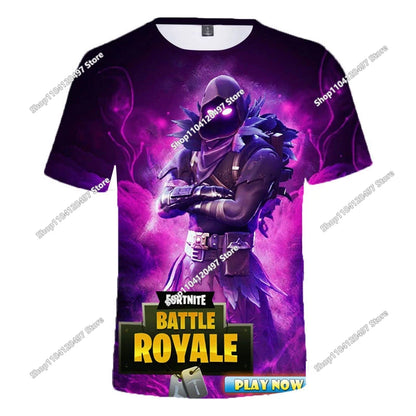 T-shirt de Verão para Criança Battle Royale Fortnite Hero Victory 3D — T-shirt para Rapazes, Raparigas e Bebés