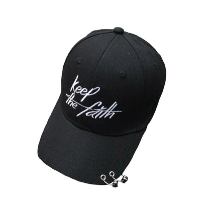 Women Men Hip Hop Kpop Snapback Baseball Cap Solid Color With Ring Sport Dancing Travel Lover Dad Hat Caps Streetwear Adjustable
