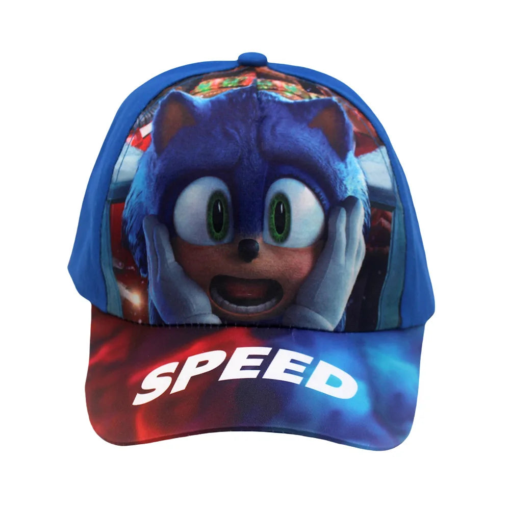Najnowsza regulowana czapka baseballowa dla dzieci Sonic Print 48–54 cm z motywem anime Tails i Knuckles, czapka przeciwsłoneczna z motywem cienia, niebieski jeż, czapka dla niemowląt na świeżym powietrzu, prezent