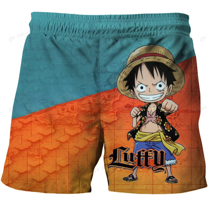 One Piece Harajuku Style Shorts With Hood 2023 Luffy 3D Swimming Shorts Running Tank Top Men Cartoon Shorts Trend Hot Sale