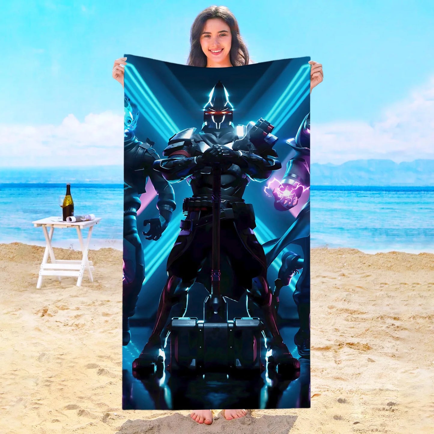 Toalha de Praia Game F-Fortnites em Microfibra para Hotel, Casa de Banho, Sauna, Spa, Praia, Viagem, Piscina, Casa, Banho de Bebé, Ginásio e Duche
