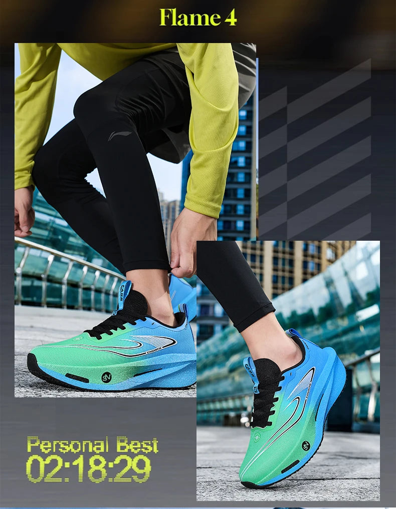 Carbon Plate Sports Running Shoes Marathon Men Breathable Lightweight Women's Comfortable Athletic Nonskid Chunta Sneakers
