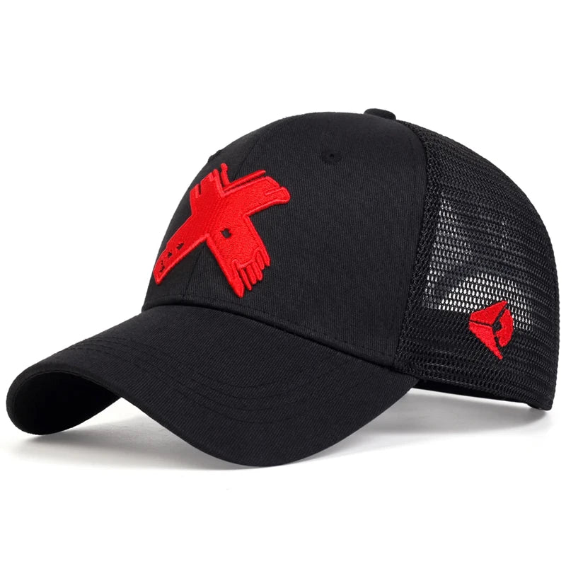 Unisex X Letter Embroidery Baseball Net Caps Spring and Summer Outdoor Adjustable Casual Hats Sunscreen Hat Sports Golf Cap
