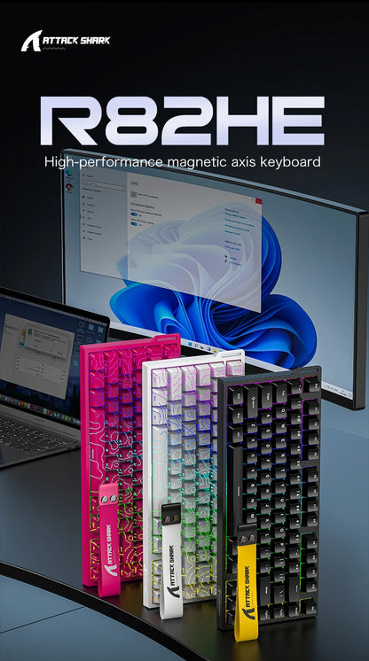 ATTACK SHARK R82 HE 75% Magnetic Keyboard 8000Hz Rapid Trigger 0.005mm RT 0.08ms Latency RGB Wired Gaming Keyboard