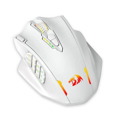 Redragon M913 Gaming-Maus, 16000 DPI, kabelgebunden und kabellos 2.4Ghz, optisch, RGB, 16 programmierbare Tasten, Schwarz/Weiß
