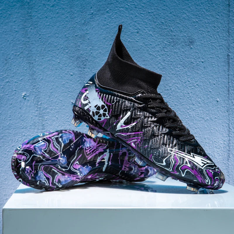 Men's High Ankle Football Boots Turf Soccer Cleats Breathable Non-slip Training Match Sneakers Outdoor Sports FG Soccer Shoes