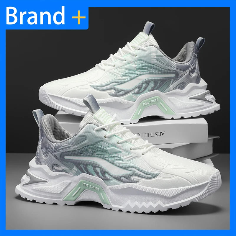 Scarpe sportive da uomo alla moda con lacci, versatili, antiscivolo, con suola spessa, comode scarpe casual da running per adolescenti, da indossare ogni giorno