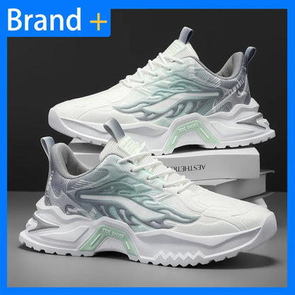 Scarpe sportive da uomo alla moda con lacci, versatili, antiscivolo, con suola spessa, comode scarpe casual da running per adolescenti, da indossare ogni giorno
