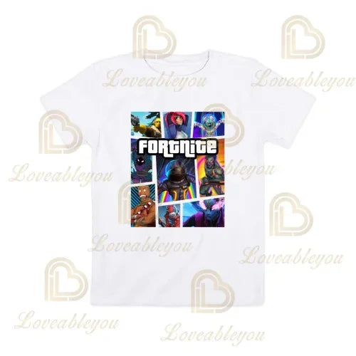 T-shirt cartoon per ragazzi e ragazze Fortnite Battle Royale 3D, 3-14 anni, Victory Royale, top da gioco per bambini e adolescenti