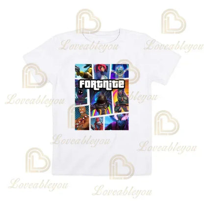 T-shirt cartoon per ragazzi e ragazze Fortnite Battle Royale 3D, 3-14 anni, Victory Royale, top da gioco per bambini e adolescenti