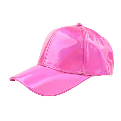 Unisex PU Rainbow Color Changing Baseball Hat Fashion Adult Laser Hip Hop Cap Outdoor Casual Snapback Shiny Party Dressing Hat