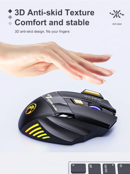 GW 2.4G and Bluetooth Wireless Mouse Silent Rechargeable Breathing Light 7 Keys DPI Adjustable Optical Sensor Mouse Game Office