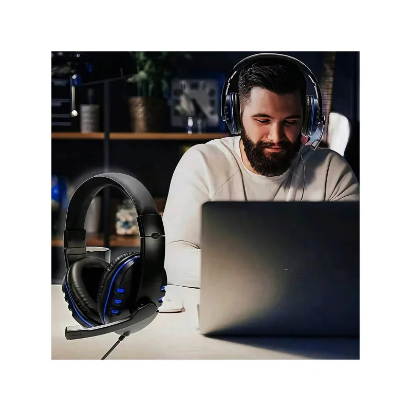 Cuffie cablate 7260 con microfono – Headset gaming e lavoro per PS4 PS5 Xbox One, studio e riunioni, auricolari con jack 3.5mm