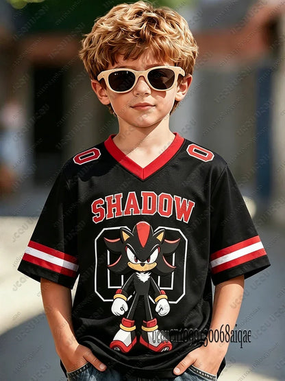 Cartoon Sonic Print Cosplay T-shirt For Adult/Kids Summer Boys Girls Cute Tshirts Casual Round Neck Street Clothing Sonic Tshirt