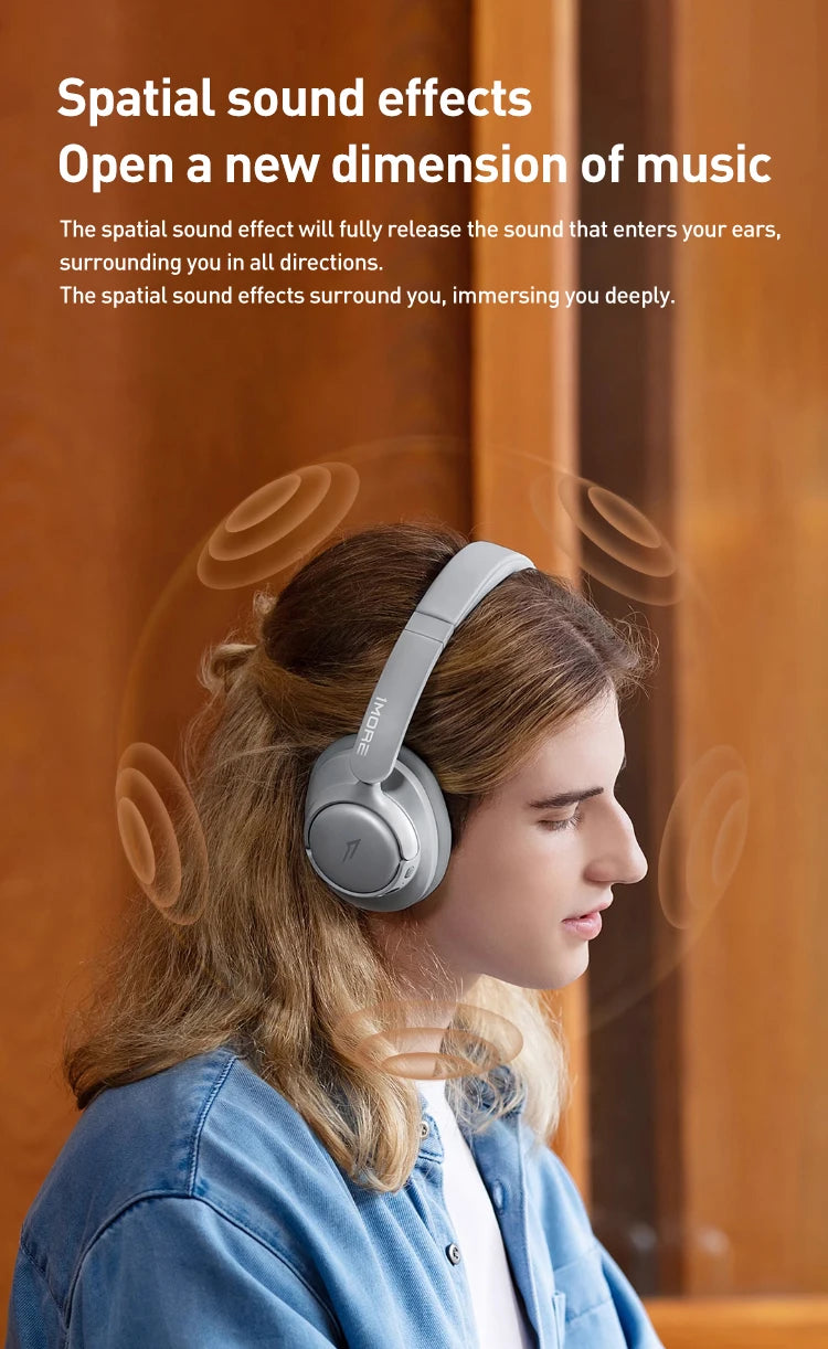 Auriculares inalámbricos Bluetooth con cancelación de ruido 1MORE SonoFlow S, ANC de 42dB, audio Hi-Res, autonomía de 90H, diseño supraaural