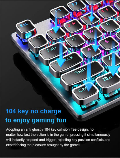 AULA F2088 mechanische kabelgebundene Gaming-Tastatur mit Multifunktions-Drehregler, 104 Tasten, magischer Hintergrundbeleuchtung und Makroprogrammierung für Computer