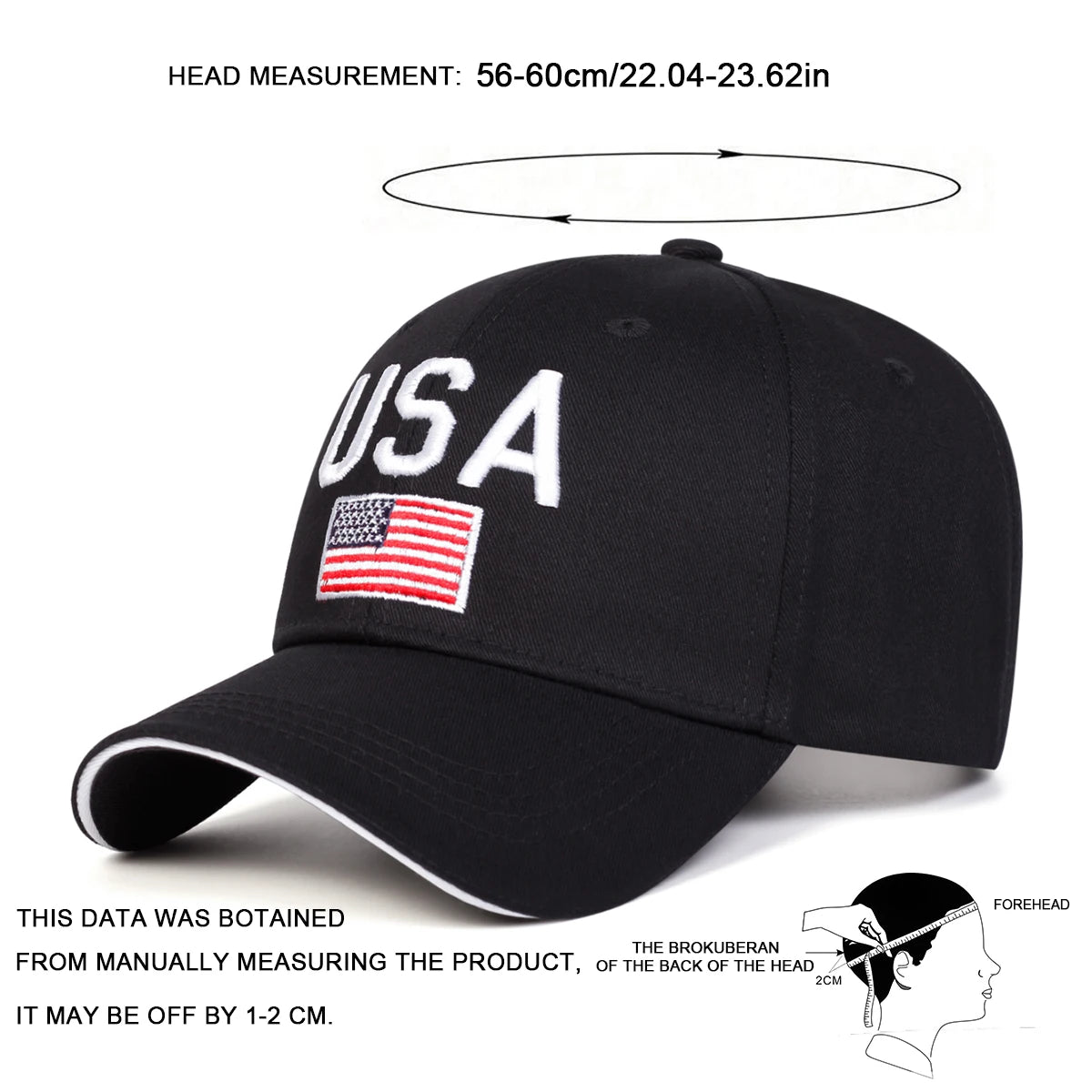 Unisex USA Letter Embroidery Baseball Caps Spring Autumn Outdoor Adjustable Casual Hats Sunscreen Hat Sports Cap