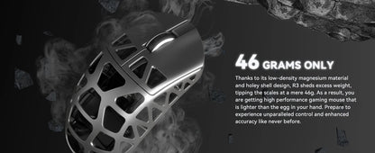 ATTACK SHARK R3 8KHz Magnesium Alloy Mouse, PixArt PAW3395 Sensor, up to 26000 DPI, 2.4G/BT/Wired, 46g superlight, for PC/Mac