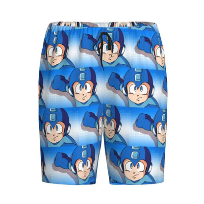 Custom Megaman Video Game Mega Man Short Pajama Pants Men Sleepwear Sleep Lounge Bottom Shorts Sleeping Pants