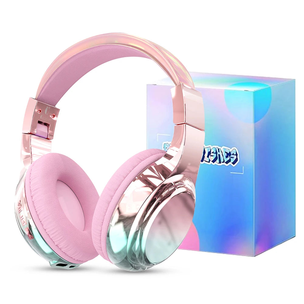 Écouteurs Bluetooth brillants pour enfants et filles, casque stéréo sans fil avec micro, pour l'école et les voyages, casque musical pour enfants, cadeaux pour enfants