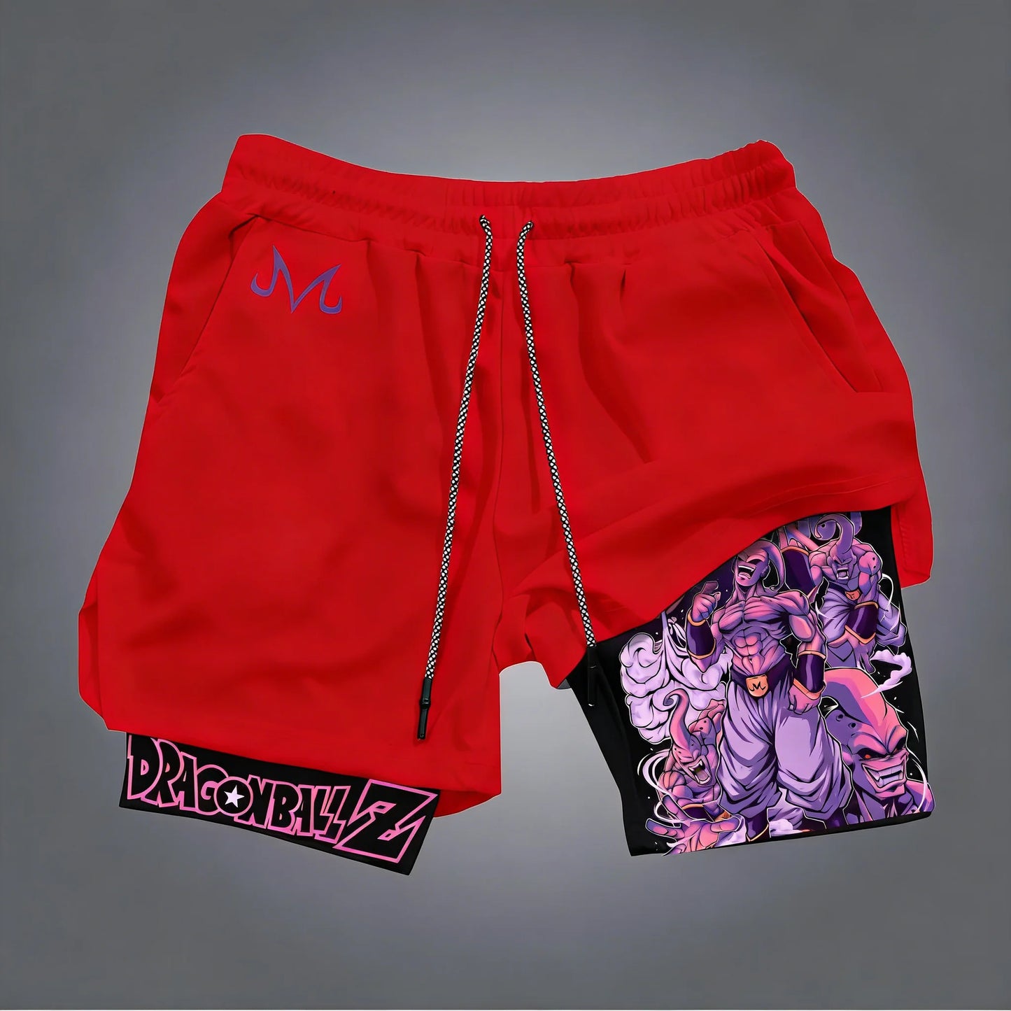 Dragon Ball Anime Majin Buu Trendy Printed Double Layer Shorts 2026 Men's Summer Boxing Sports Quick Drying Breathable Shorts