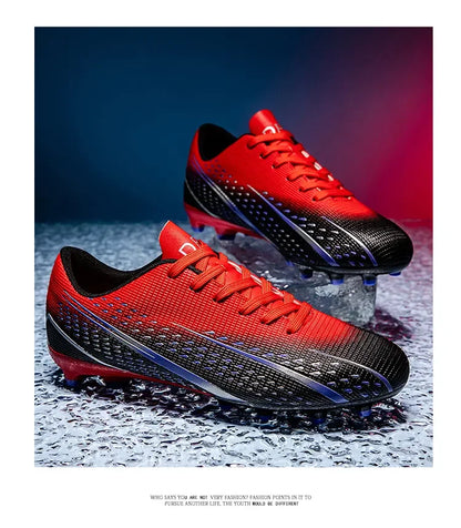 High Top Waterproof Football Boots Men Anti Slip Durable Spikes Design Breathable Lining Outdoor Grass Court Professional Soccer
