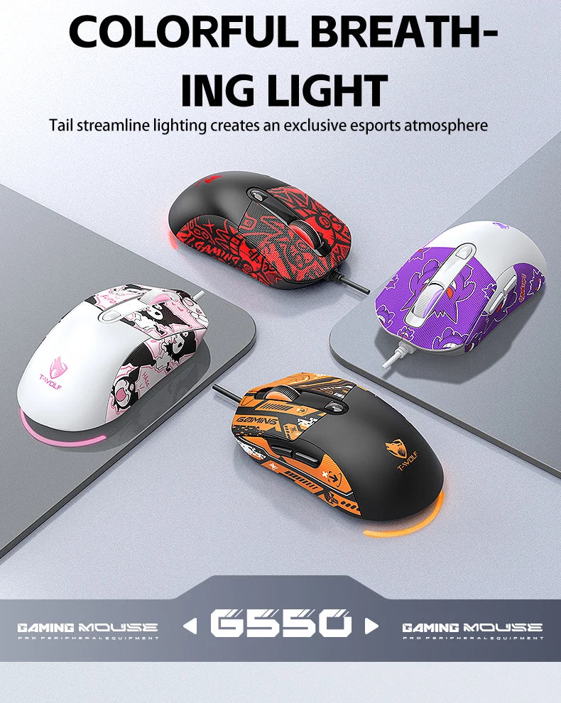 2026 Wired Gaming Mouse Cute Personalized Anti Slip Sticker 6-Key Office Mouse Suitable For Desktop And Laptop Computers NEW HOT