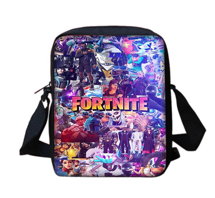Mochila Escolar Infantil com Mala de Ombro e Estojos para Lápis, Malas Escolares com Design Hot Game-F-FortniteS para Rapazes e Raparigas, Melhor Presente