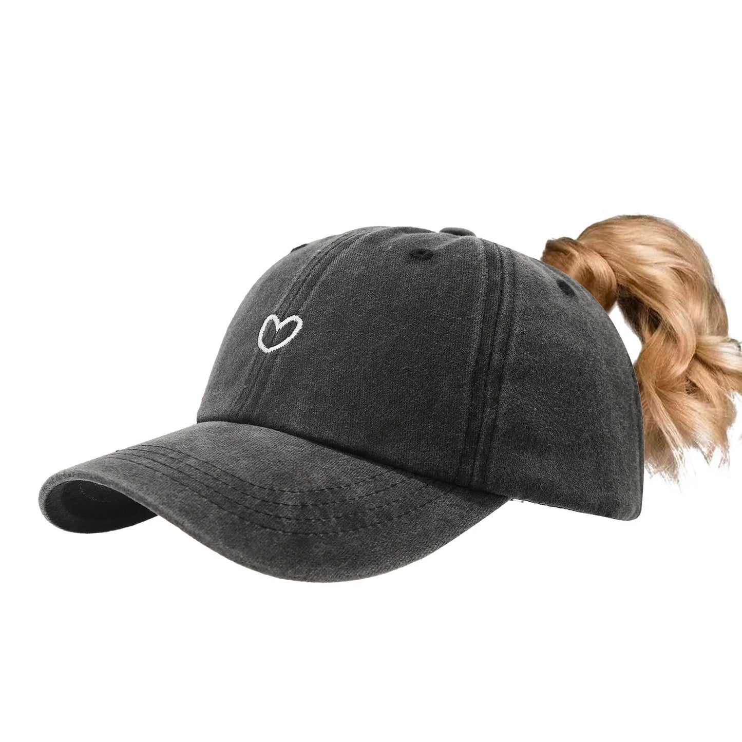 Ponytail Hats for Women - Distressed Hat with Ponytail Hole for Women Baseball Cap