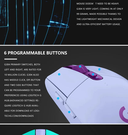 Logitech G102 G203 laidinė žaidimų pelė, 2.1 metro ilgio laidas, 8000 DPI, RGB efektai, skirta PC, nešiojamajam kompiuteriui, biurui ir gamer’iams, lanksti
