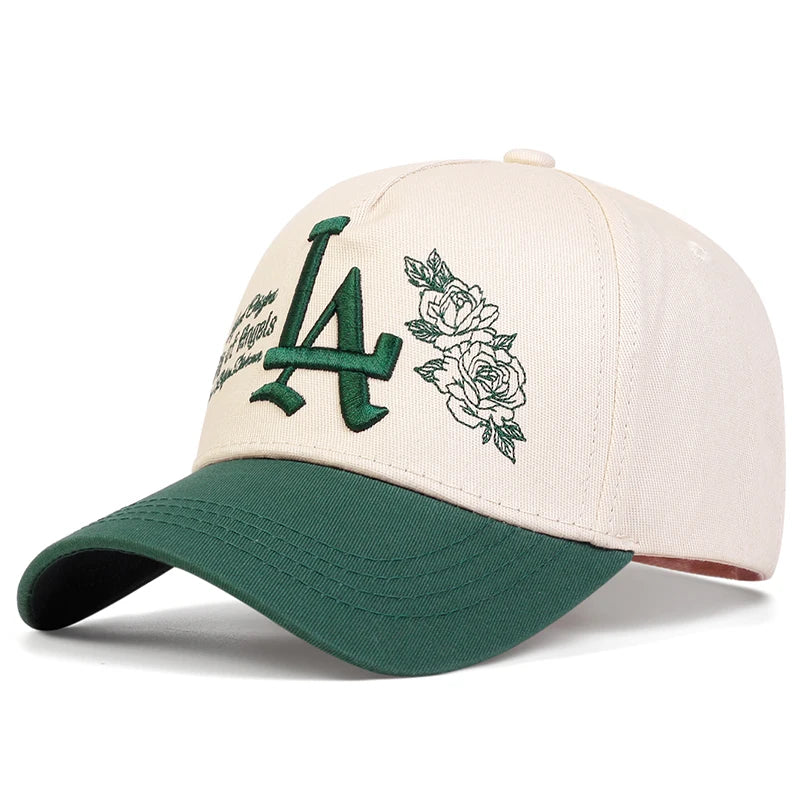 Unisex LA Rose Embroidery Snapback Baseball Caps Spring and Autumn Outdoor Adjustable Casual Hats Sunscreen Hat Sports Cap