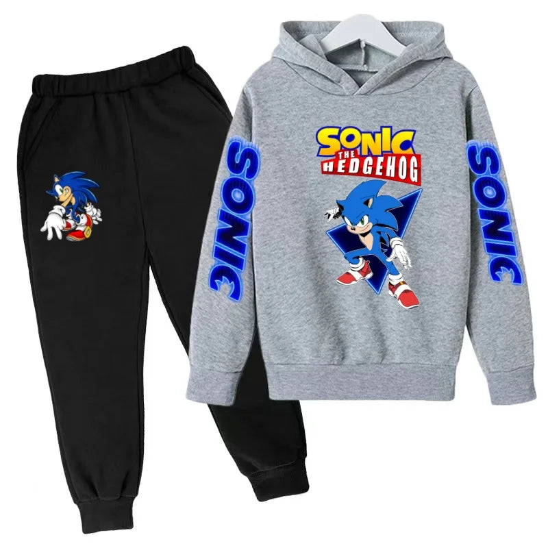 Kids Supersonic Clothing Jogging Blue Sweatshirt Top Coat+Pants Two-piece set Hoodie Boys Girls3-12Yrs Clothes Casual Sports Set